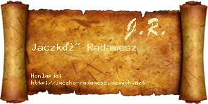 Jaczkó Radamesz névjegykártya